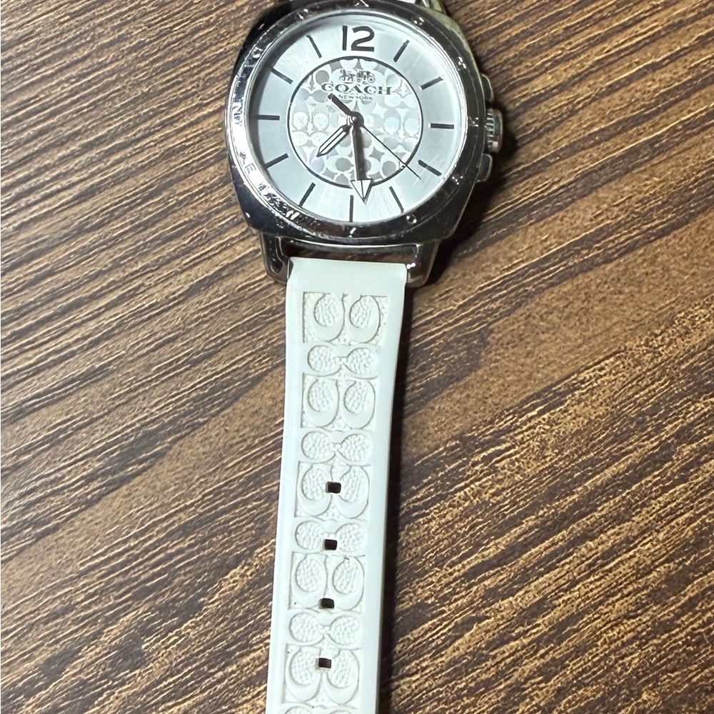 COACH Women’s Watch 1877 White Signature Silicone Band